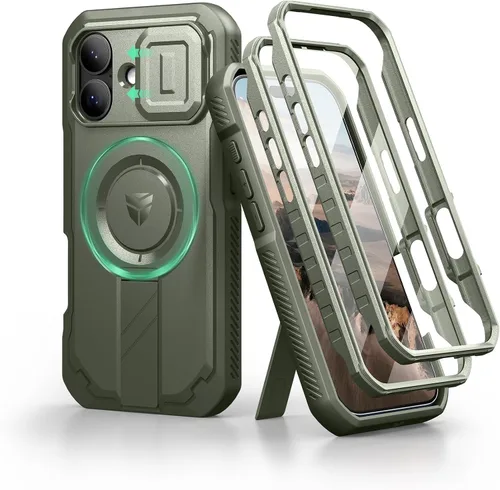 Vista 76 de Dexnor - Funda para iPhone 12 & iPhone 12 Pro con tapa deslizante para cámara, soporte ajustable y protector de pantalla integrado, carcasa