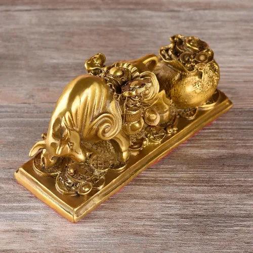 Vista 7 de BRASSTAR TQZMPT1 - TQZMPT1 - TQZMPT1 - Estatua de Feng Shui de latón tira de riqueza con monedas, estatua de fortuna y suerte reunir regalos