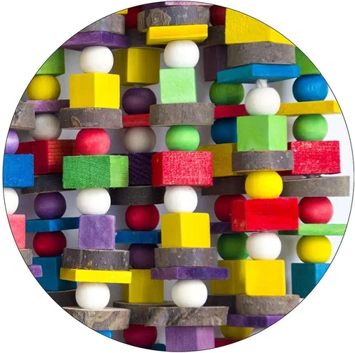 Vista 4 de Deloky Juguete masticable grande para pájaros, bloques de madera natural multicolor, juguetes para desgarrar loros de pájaros, sugeridos