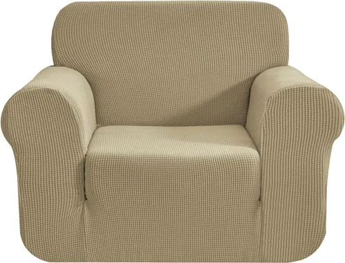 Vista 44 de CHUN YI - Funda elástica de 1 pieza para sillón grande, funda protectora suave de Jacquard con elastano, detalle de cuadros y parte inferior