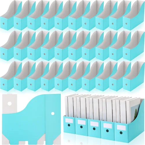 Vista 11 de Geyee 50 piezas de cartón para revistas, archivador de revistas, caja de almacenamiento de documentos, organizador de archivos de revistas con 50
