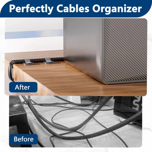 Vista 7 de 50 bridas de gancho y bucle, gestión de cables debajo del escritorio Negro