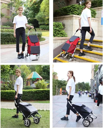 Vista 7 de Bolsa de repuesto para carrito de comestibles/carrito de compras - Bolsa de tela Oxford Trolley Waterproof Spare Bag with Side Pockets and Front