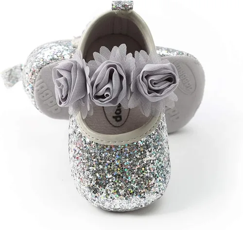 Vista 5 de OAISNIT Zapatos planos para bebé niña Mary Jane, zapatos de cuna con diadema