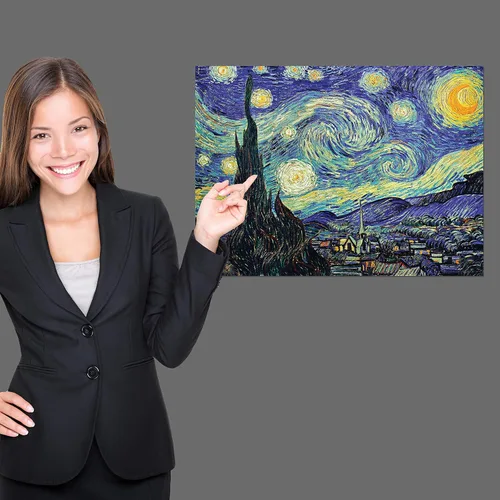Vista 4 de Vincent Van Gogh - La noche estrellada 1889 y la noche estrellada sobre el ródano por Vincent Van Gogh - Póster impreso (laminado, 18 x 24 pulgadas)