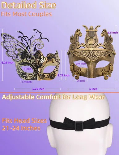 Vista 5 de Ubauta Varias máscaras venecianas para mascaradasfiestasbaile de graduaciónMardi GrasBodaDecoración de pared