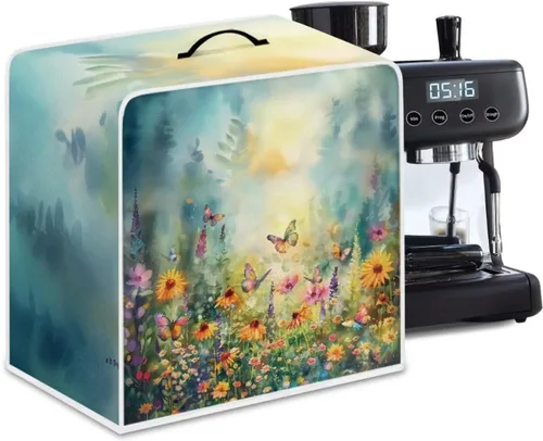 Vista 24 de DISNIMO Cubierta antipolvo para cafetera de mariposa azul, fundas para máquina de hacer café de cocina con mango superior, cubierta
