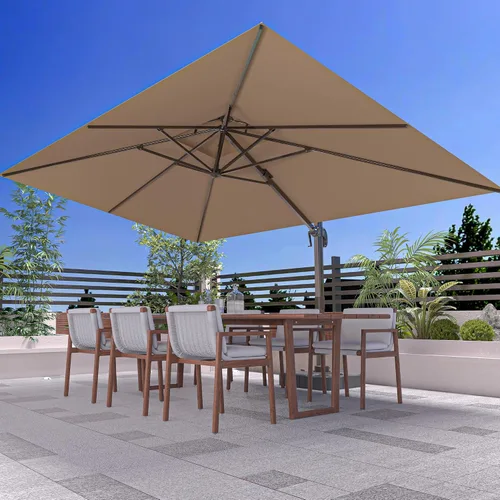 Vista 85 de Sombrilla de 10 x 13 pies para exteriores, sombrilla grande rectangular con viga voladiza, resistente, con rotación de 360°, sombrilla con Beige