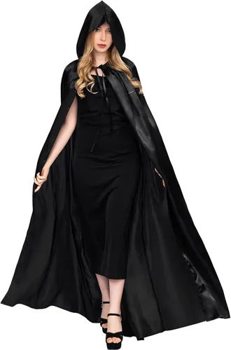 Vista 2 de Myir JUN Capa unisex con capucha, disfraz de Halloween, con capucha, longitud completa, para Halloween, Navidad, disfraces