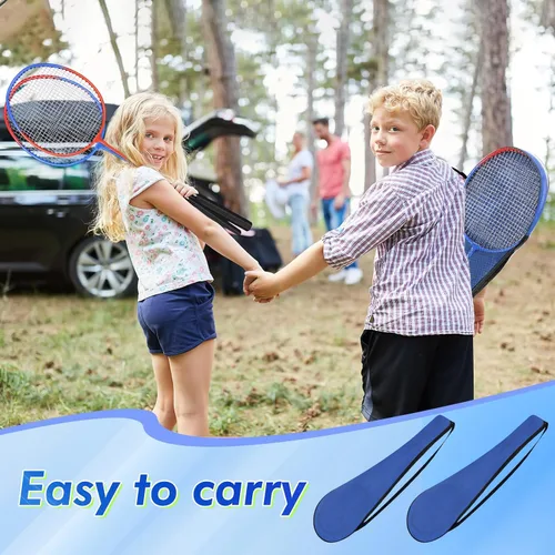 Vista 5 de Juego de 20 raquetas de bádminton con 24 volantes y 6 bolsas de transporte, raquetas de bádminton resistentes y ligeras para adultos principiantes