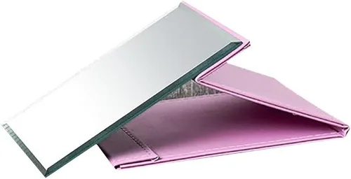 Vista 5 de JOLY Protable - Espejo plegable de piel sintética para maquillaje con soporte ajustable para uso personal, viajes (S, rojo)