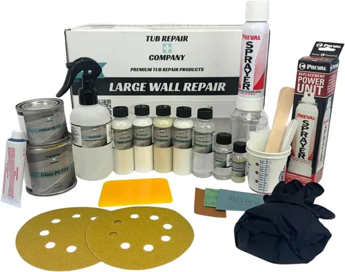 Vista 7 de Kit de reparación de bañera para grietas en el piso con color a juego, kit de reparación de fibra de vidrio resistente, reparaciones sin costuras
