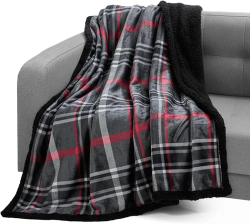 Vista 24 de Elegant Comfort Manta, Manta Reversible de Franela Sherpa, Ultra-Suave, Mullida, Acogedora y Afelpada - Manta Decorativa Ligera para Todas las Gris