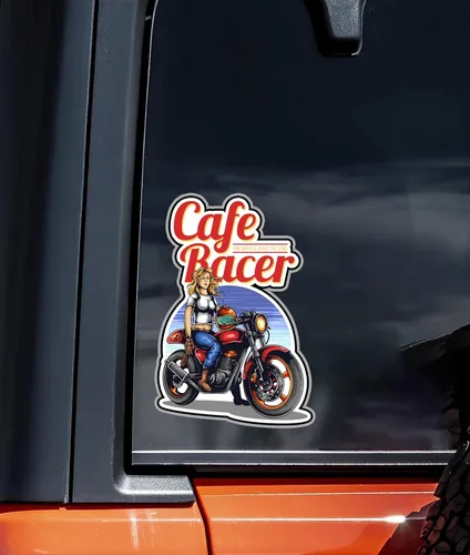 Vista 4 de Cafe Racer - Calcomanía de vinilo impermeable de 6 pulgadas, duradera, resistente a la intemperie y a la decoloración para automóvil, laptop, pared