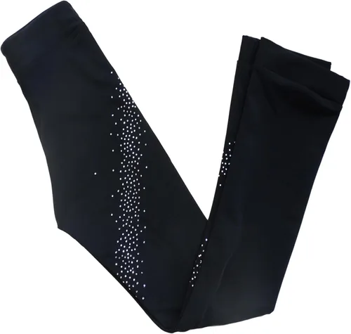 Vista 2 de Pantalones de patinaje artístico sobre hielo para niñas, pantalones de práctica sobre botas, pantalones de forro polar fino, pantalones de diamantes