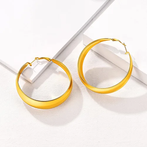 Vista 7 de U7 Aretes de aro gruesos para mujer, 3040603.150 in, aretes de aro dorados, joyería gruesa simple y pulida, aretes de aro negros