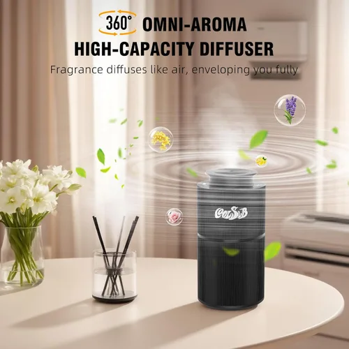 Vista 6 de Difusor inteligente sin agua, difusor sin agua para aceites esenciales con temporizador y 3 niveles de niebla, difusor de aceite esencial de Negro