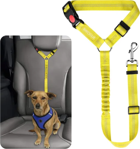 Vista 28 de BWOGUE Arnés de cinturón de seguridad para mascotas, cinturón de seguridad ajustable para reposacabezas de coche, arnés de cinturón de seguridad