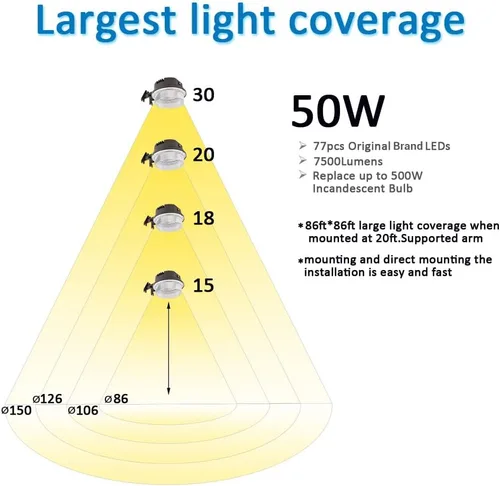 Vista 4 de Luz LED de granero, luz de patio al aire libre del atardecer al amanecer con fotocélula, ultra brillante 5000K luz diurna 7500lm, reemplazo de 500W