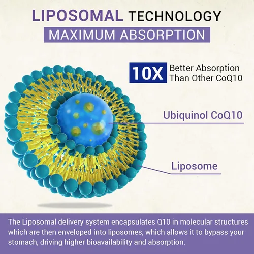 Vista 4 de Liposomal Ubiquinol CoQ10 800 MG de cápsulas blandas, suplemento de ubiquinol CoQ10 de alta absorción, coenzima Q10 activa de 800 mg, potente