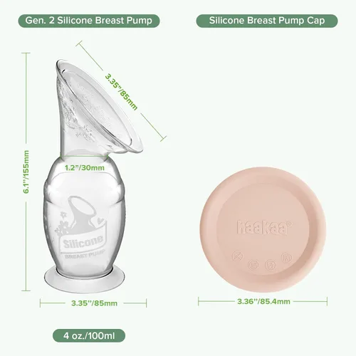 Vista 8 de Haakaa Extractor de leche manual con base de 4 fl oz/3.4 fl oz+tapa (rubor), Gen.2