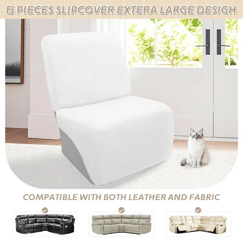 Vista 279 de Arfntevss Fundas de sofá seccional reclinable de terciopelo, Funda de sofá seccional de esquina para sofá reclinable, Funda elástica suave