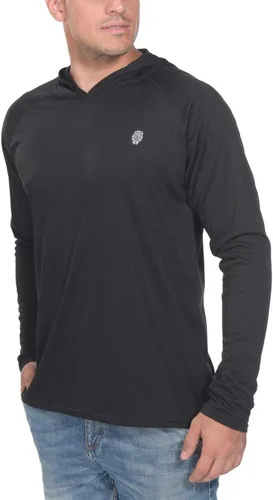 Vista 5 de Camisa de pesca para hombres de manga larga, con protección solar SPF 50+ UV, camiseta tipo sudadera Negro