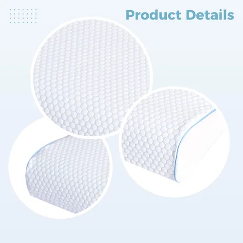 Vista 3 de Memory Foam Neck Pillow with Blue Grid Cover, Orthopedic Pillow for Neck Support, Ergonomic Cervical Cooling Pillow, 19.7 x 11.8 x 3.9/2.8 in / 50 x