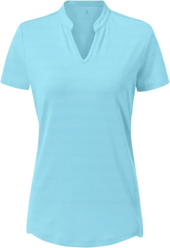 Vista 131 de Gopune Polo de golf con cuello en V para mujer, sin cuello, manga corta, ligera, de secado rápido, camisetas de tenis para correr