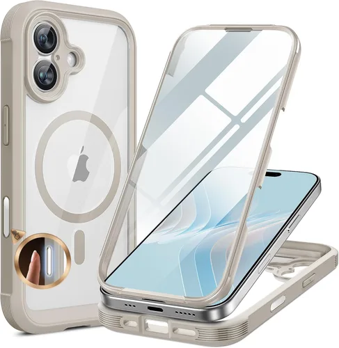 Vista 133 de Miracase - Funda magnética para iPhone 13 Pro Max de 6.7 pulgadas (compatible con MagSafe), transparente, completo, protector de pantalla de vidrio