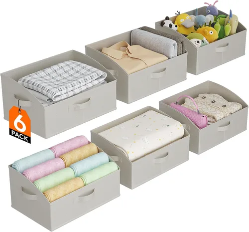 Vista 13 de Lifewit - Cestas organizadoras para armario, cestas trapezoidales medianas de almacenamiento para estante, paquete de 6 unidades, cestas