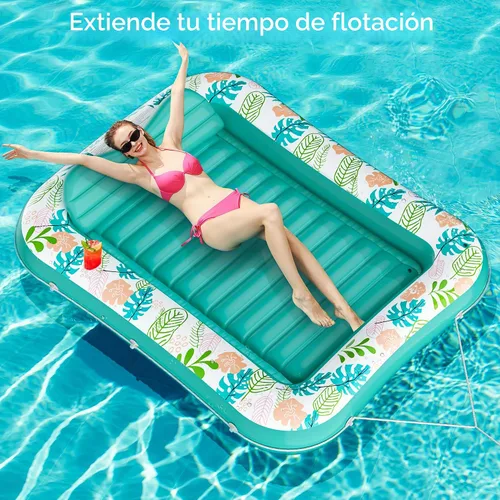 Vista 6 de stonful - Flotador inflable para piscina de 75 x 51 pulgadas, flotadores de piscina para adultos con almohada y soporte para tazas, 4 en 1, cama