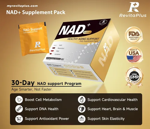 Vista 2 de Suplemento NAD con resveratrol, PQQ, Ca-AKG, nicotinamida, té verde, suplemento avanzado NAD+ paquete diario que apoya mitocondrias saludables
