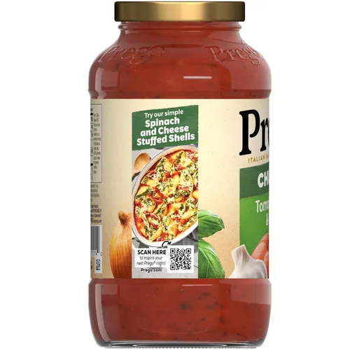 Vista 7 de Prego Tomate grueso con salsa de pasta de ajo y cebolla, tarro de 24 onzas