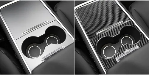 Vista 5 de Panel de cubierta de fibra de carbono de 2 piezas Control central universal-A Kit de molduras interiores para Tesla modelo 3 2017-2022 y modelo Y