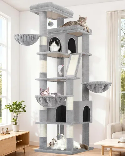 Vista 10 de Globlazer Árbol para gatos extra grande, torre de 80 pulgadas XXL de altura, árbol para gatos alto para múltiples gatos de interior, gatos adultos