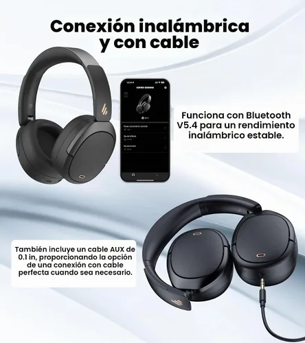 Vista 7 de Edifier W80 - Auriculares sobre la oreja con cancelación activa de ruido de Negro