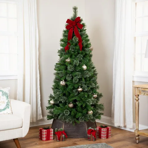 Vista 2 de Árbol de Navidad artificial de pino de cachemira de mezcla media de 6.5 pies, sin iluminación