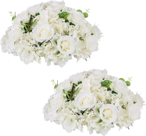Vista 19 de NUPTIO Ramo de Arreglo de Bolas de Flores - 10 Piezas de 14.2 pulgadas de Diámetro Bolas de Flores Falsas Rosas Rosadas para Centros de Mesa