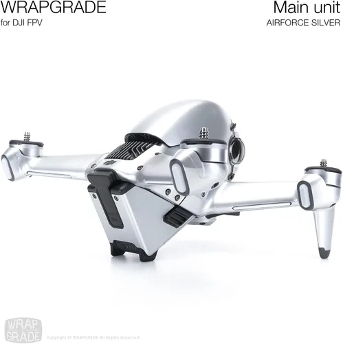 Vista 5 de WRAPGRADE Piel compatible con DJI FPV Envoltura completa (Airforce Silver)