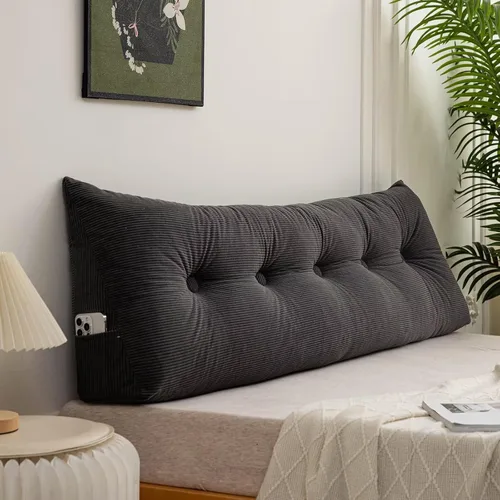 Vista 13 de Almohada triangular grande para cabecero, tamaño individual XL, para universidad, color verde aqua, almohada de lectura, cojín de apoyo