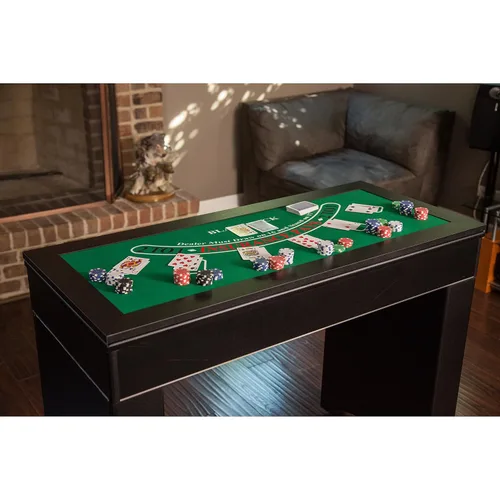 Vista 5 de Hathaway Classic Monte Carlo 4 en 1 mesa de juego de casino – Incluye mesa de dados, mesa de ruleta, mesa de blackjack que se puede utilizar como