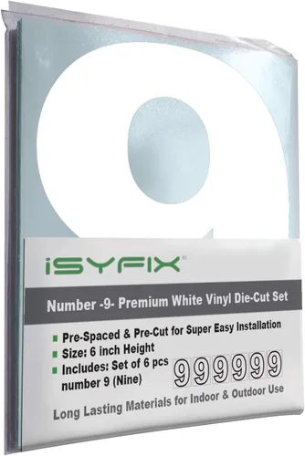 Vista 73 de iSYFIX - Calcomanías de vinilo blancas con número 0 (cero) - Juego de 6 unidades de 1.5 pulgadas autoadhesivas - Decalcomanías premium troqueladas