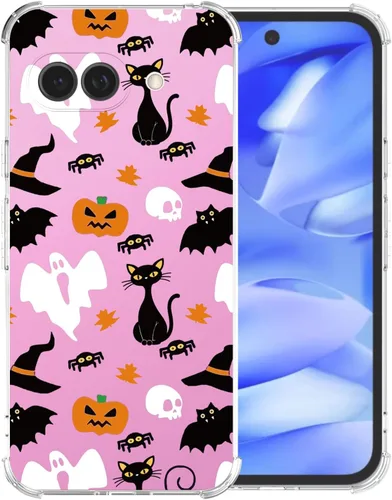 Vista 53 de Funda transparente de Halloween para Google 6a, con patrón de fantasma, funda protectora de TPU suave, delgada, a prueba de golpes, para niños