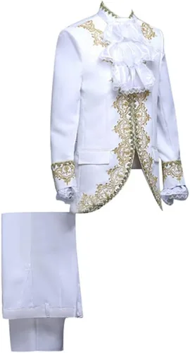 Vista 4 de Mens Prince Charming Costume Royal Tuxedo Luxury Dress Blazer Pants