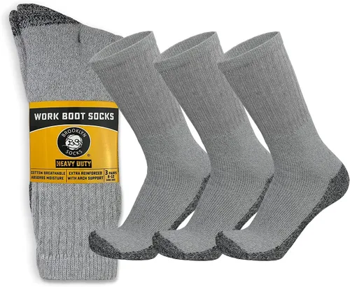 Vista 6 de Calcetines de algodón de trabajo con punta de acero resistente para hombre, calcetines gruesos de triple acolchado cálido 3 Pares Negro