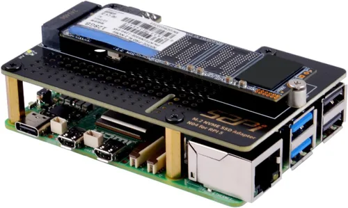 Vista 4 de GeeekPi N04 Adaptador M.2 NVMe a PCIe para Raspberry Pi 5, Soporta SSD M.2 NVMe 2230 2242 2260 2280