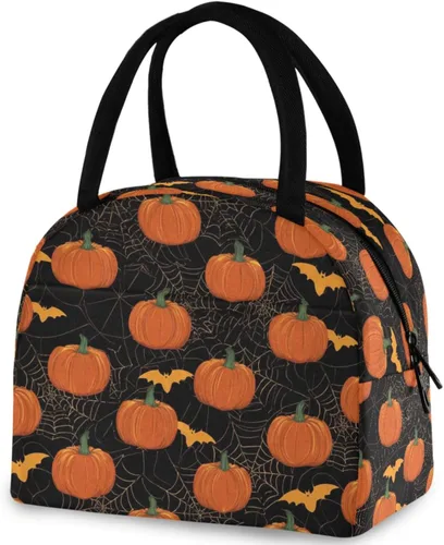 Vista 16 de Bolsa de almuerzo reutilizable para Halloween, colores arcoíris, murciélagos, estrellas, bolsa térmica aislada para el regreso a la escuela
