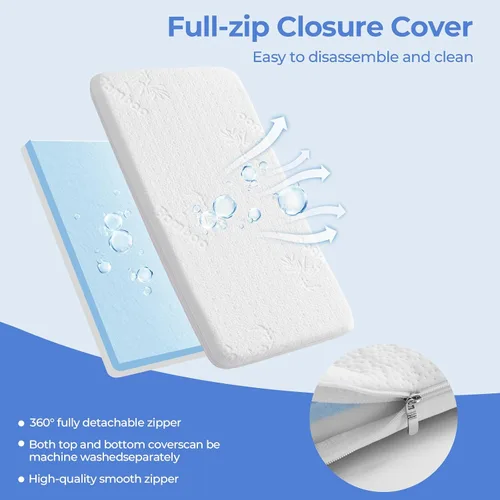 Vista 5 de Colchón de moisés de 30 x 15 pulgadas para Dream On Me Lacy: colchón de espuma viscoelástica de gel de doble cara de 2 pulgadas de grosor, apto