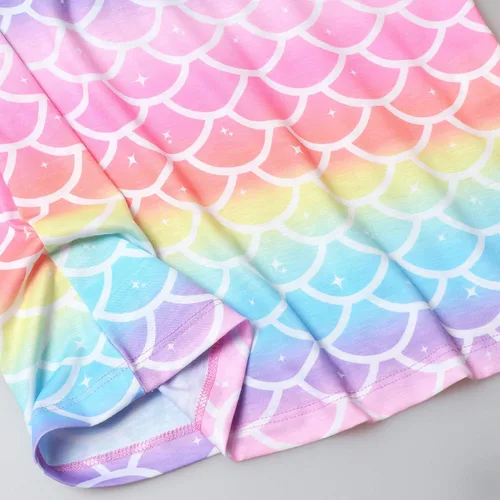 Vista 7 de Paquete de 2 pijamas de sirena con manga volada para niñas ropa de dormir de algodón